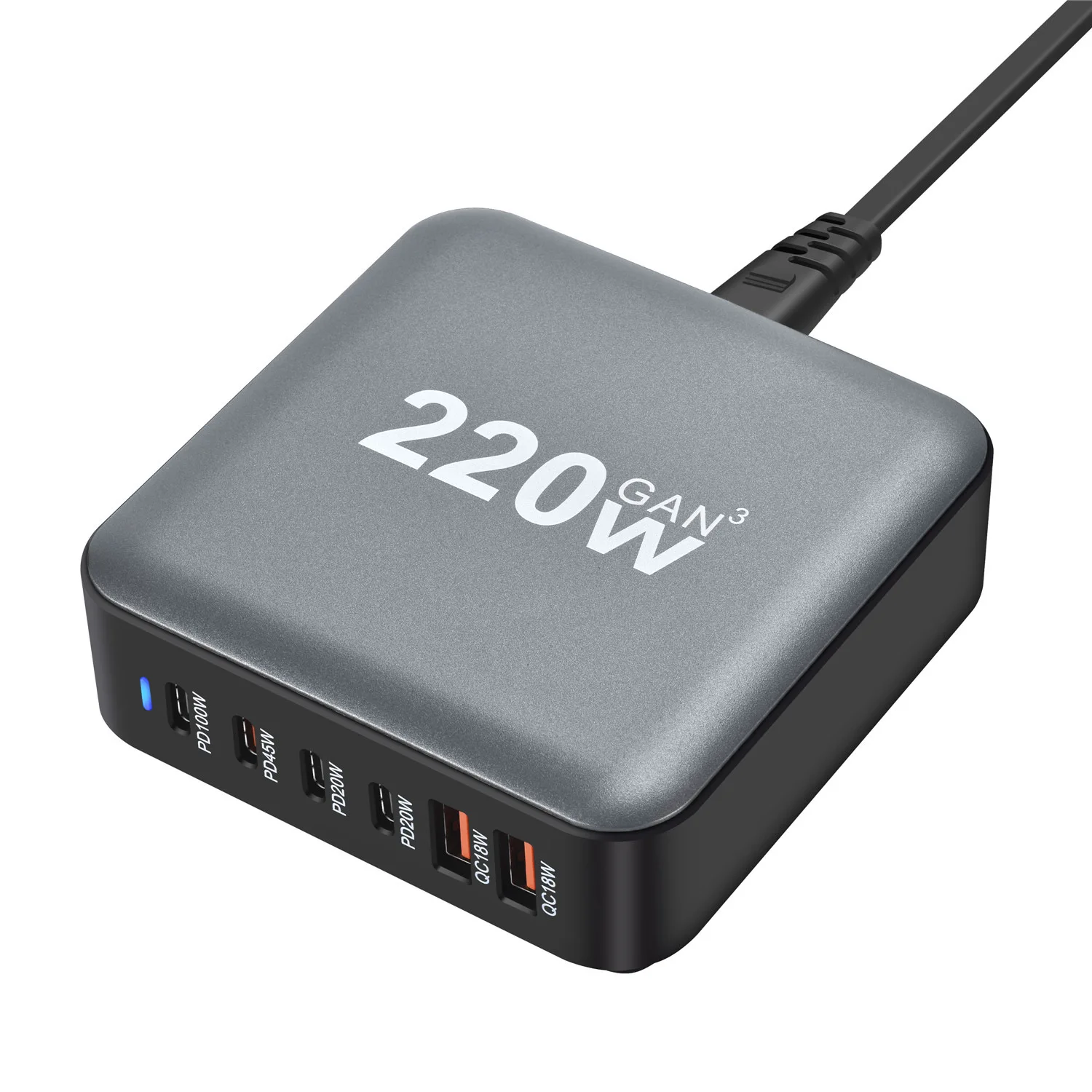 Imagem -02 - Carregador pd de Nitreto de Gálio Adaptador Desktop Multi-function 8-port Novo Carregador Portátil Suporta Phablet 220w