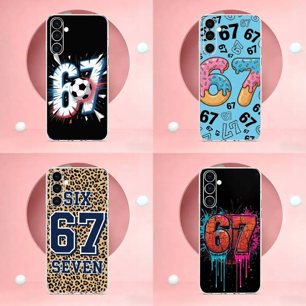 Cool 67 lucky six seven Phone Case Transparent Soft case Silicone For Samsung A73,A72,A71,A70,A53,A52,A51