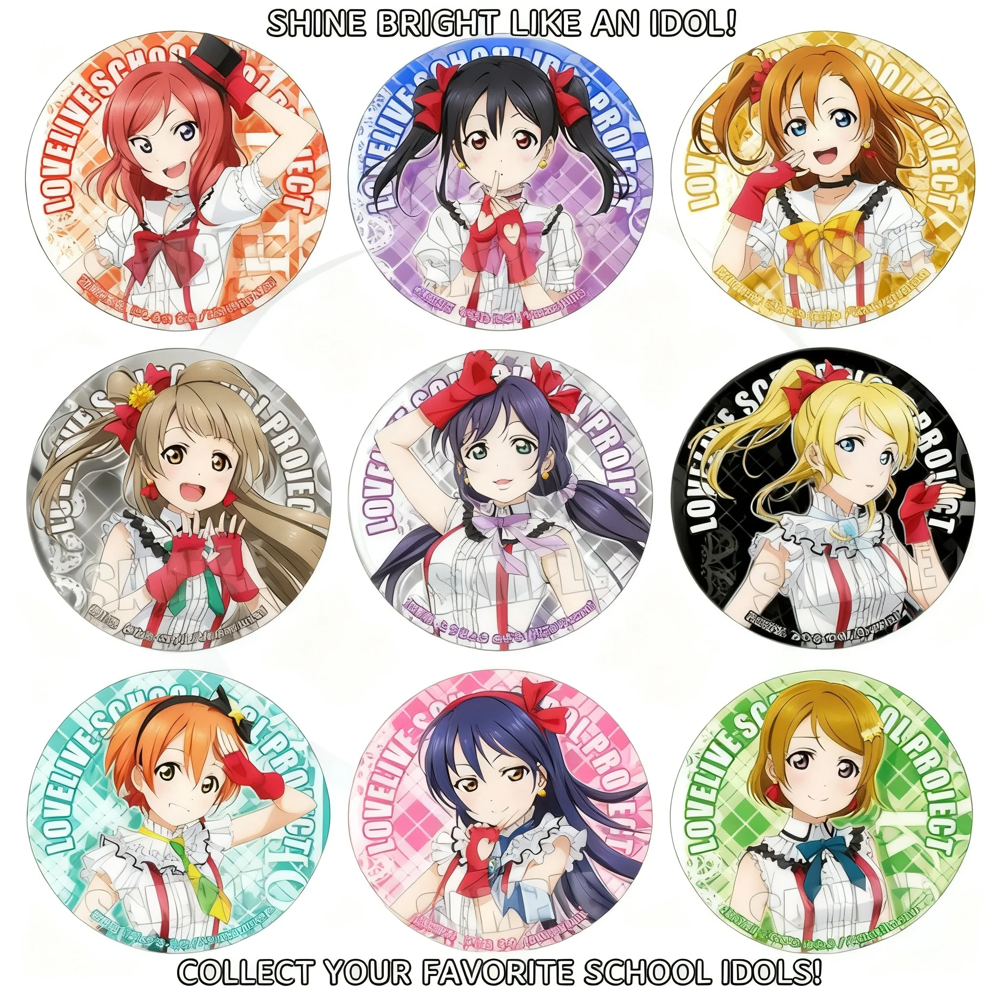 

Love Live Anime Badge Set Nico Yazawa Nozomi Tojo Kotori Minami Umi Sonoda Anime Merchandise Pin Brooch Collection