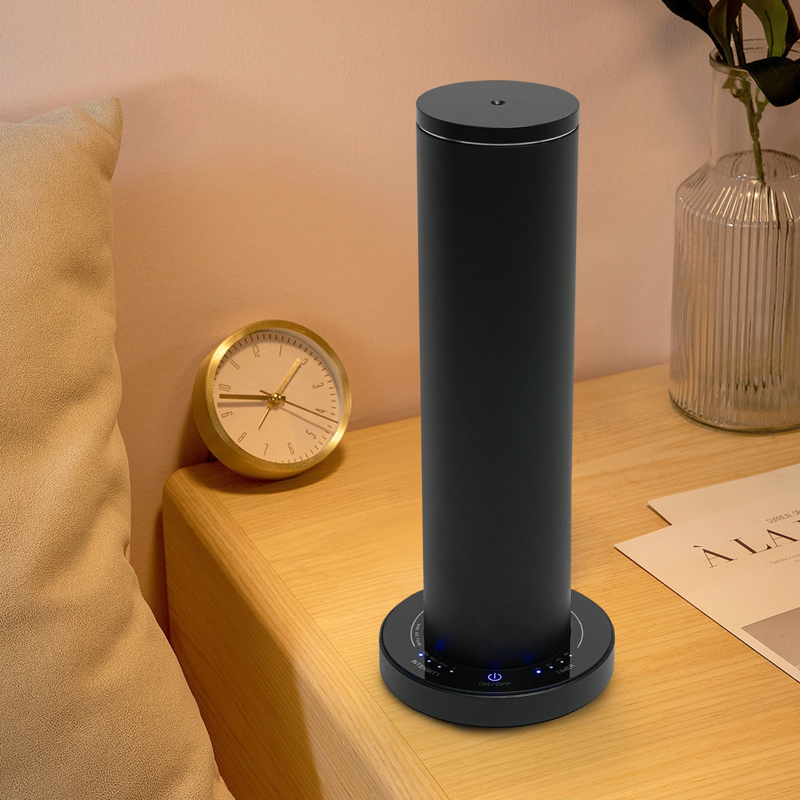 Bymaocar 수직 지능형 에센셜 오일 디퓨저, 검정색 3.72 온스 시간 초과 아로마 디퓨저, 저소음 가정용 아로마 디퓨저