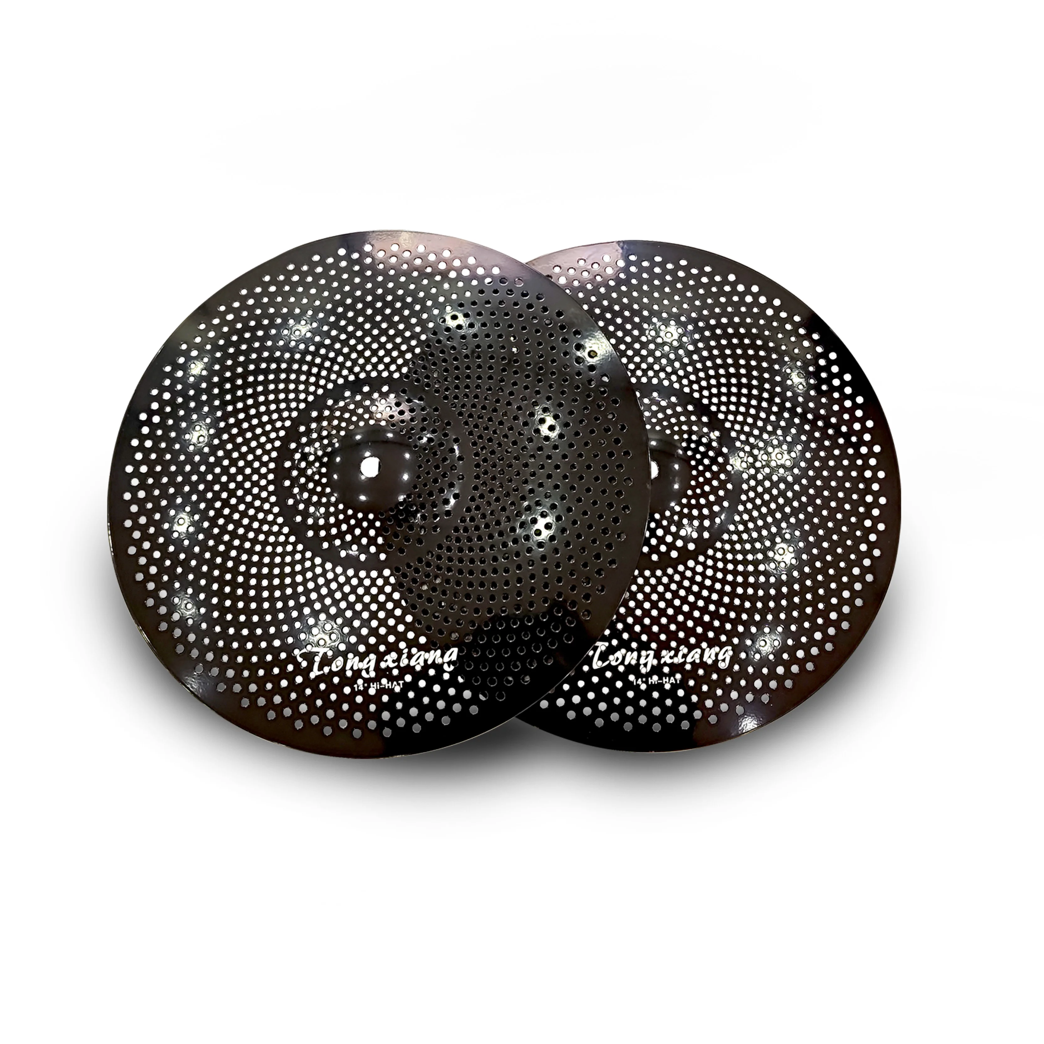 طقم مكون من 5 قطع من الصنج الصامت المصقول باللون الأسود مقاس 14 بوصة + 16 بوصة + 18 بوصة + 20 بوصة للتمرين #1