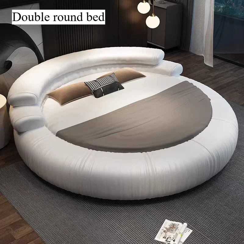 Fancy Upholstered Bed Minimalist No Matress Modern Round Bed Queen Size Girls Camarotes Para Dormitorio House Accessories