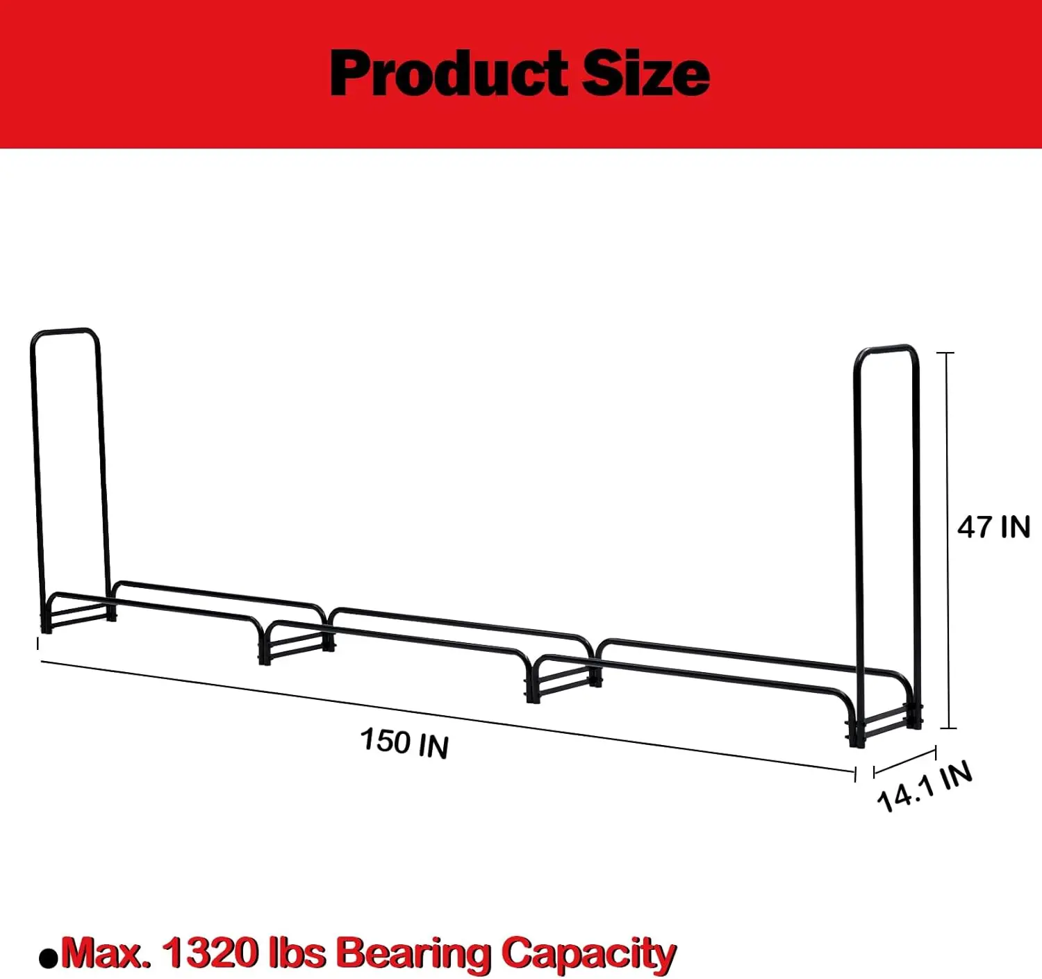 12.5ft Adjustable Firewood Rack,with Waterproof Cover,Heavy Duty Steel Logs Stacker Holder,Indoor Outdoor Lumber Organize