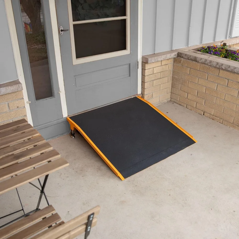 36" L  Aluminum Adjustable Solid Wheelchair Threshold Ramp, 400 lb. Weight Capacity