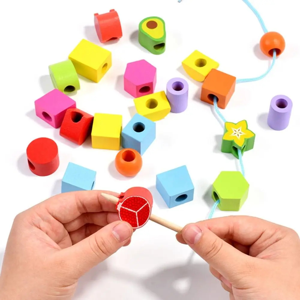 Jouets de Cognition en forme de couleur géométrique, blocs de piles Montessori, jeu de Puzzle, perles de laçage, défis