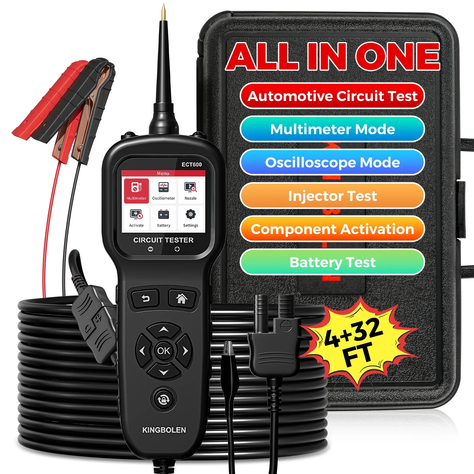 

2026 Kingbolen Новый автоматический тестер цепей ECT600 12 В/24 В тестер автомобильного аккумулятора с функцией очистки электрический автоматический сканер
