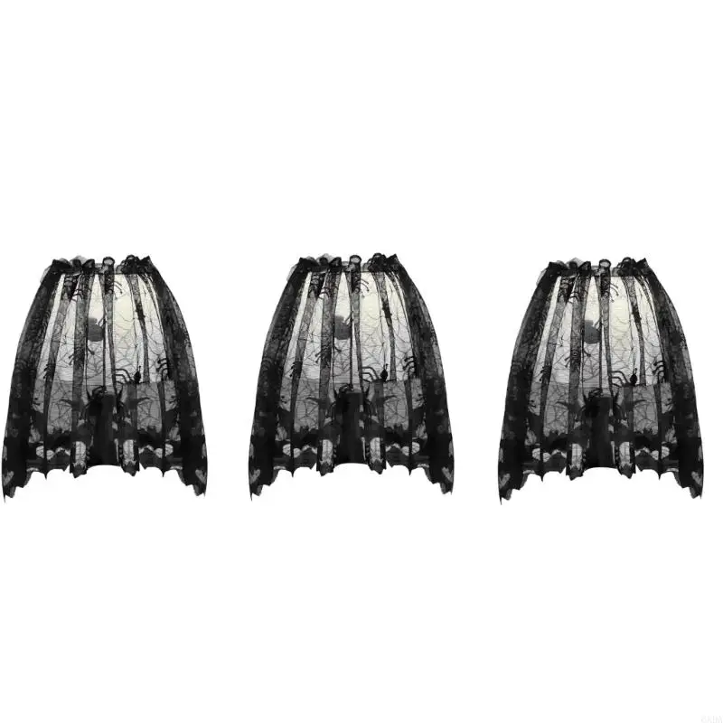 

Black Lace spiders Web Lampshades Cover Toppers Decors Halloween Lamp Shade Cover 6XDA