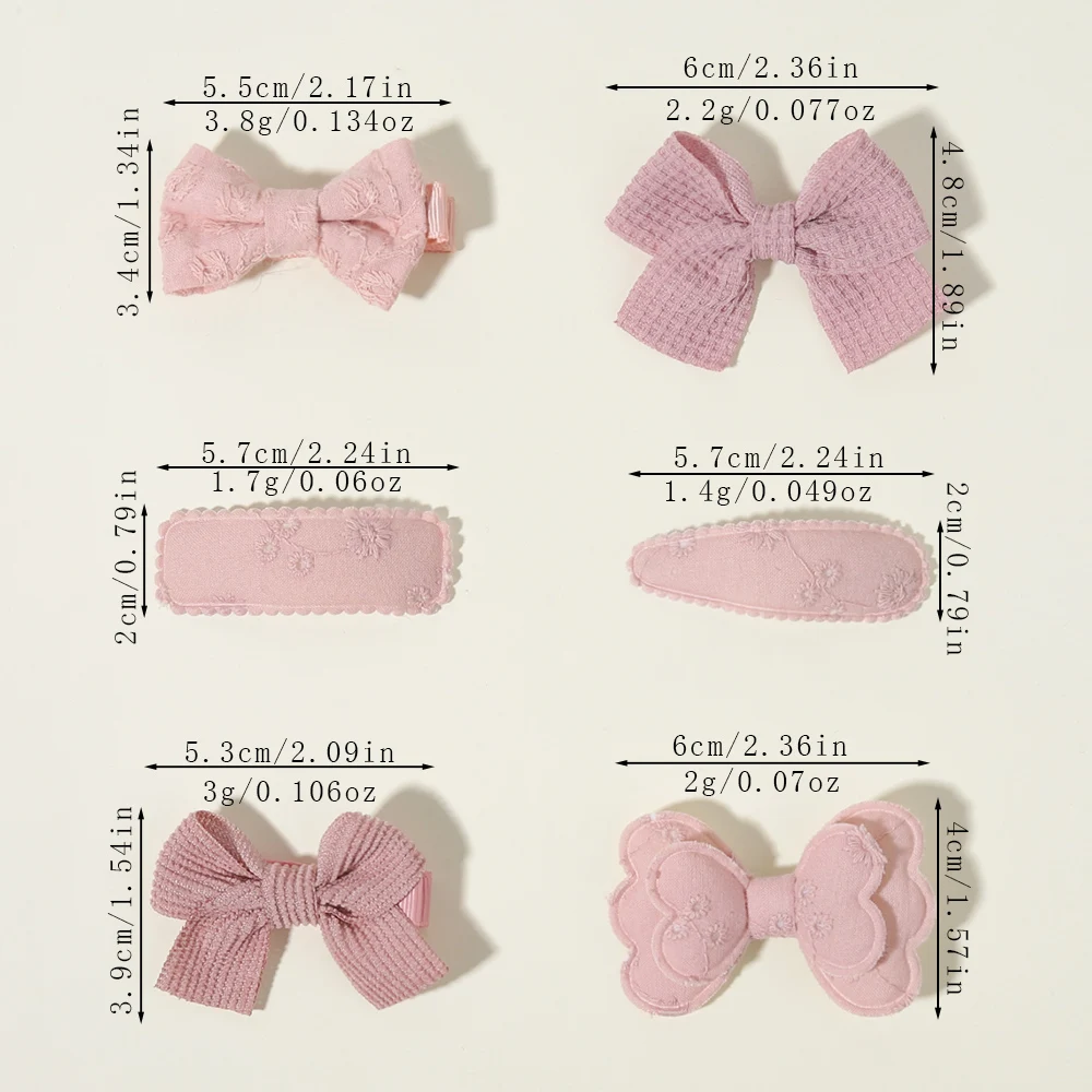 12Pcs/Set Cute Girl Bow Hair Clip Baby Girls Hair Clips Floral Embroidery Bow Hairpins No Slip BarrettesToddler Hair Accessories