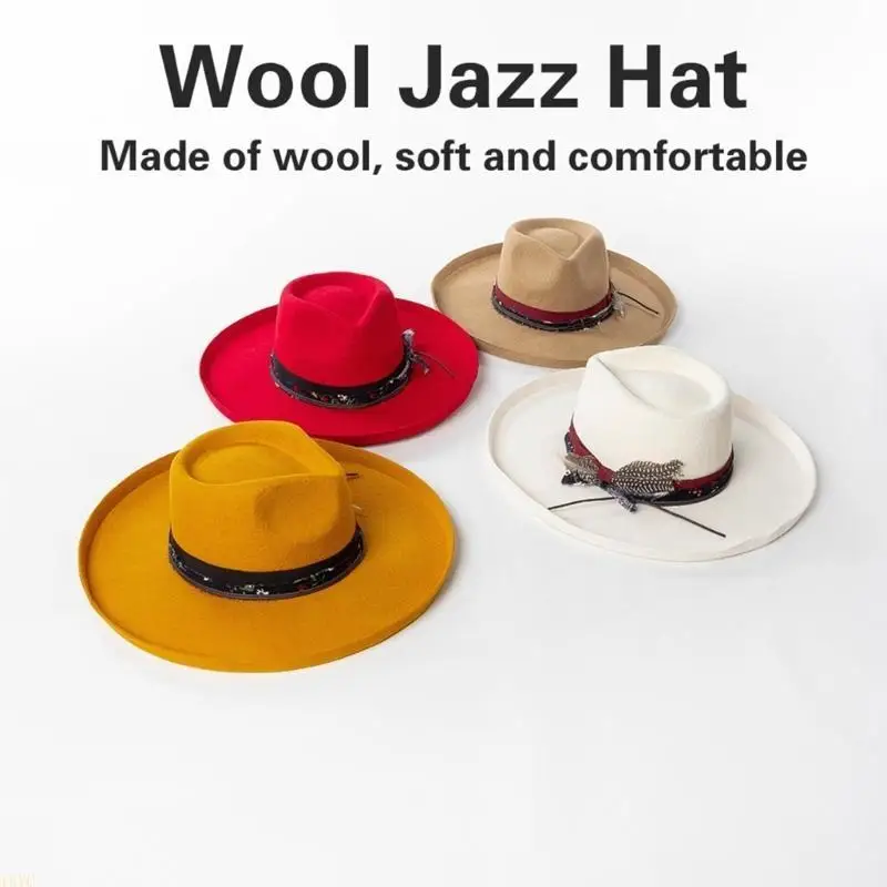 15YC klassische Maillard-Cowboyhüte aus Wolle, Old-School-Trend für Damen und Herren, Foto-Requisiten – Detail 7