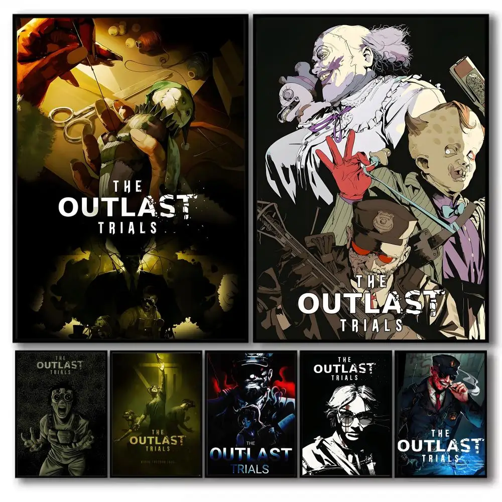 The O-Outlast Trials Poster Stickers Self-Adhesive Painting Mural Decor Wall Decals for Bedroom Living Room Home HD Gift