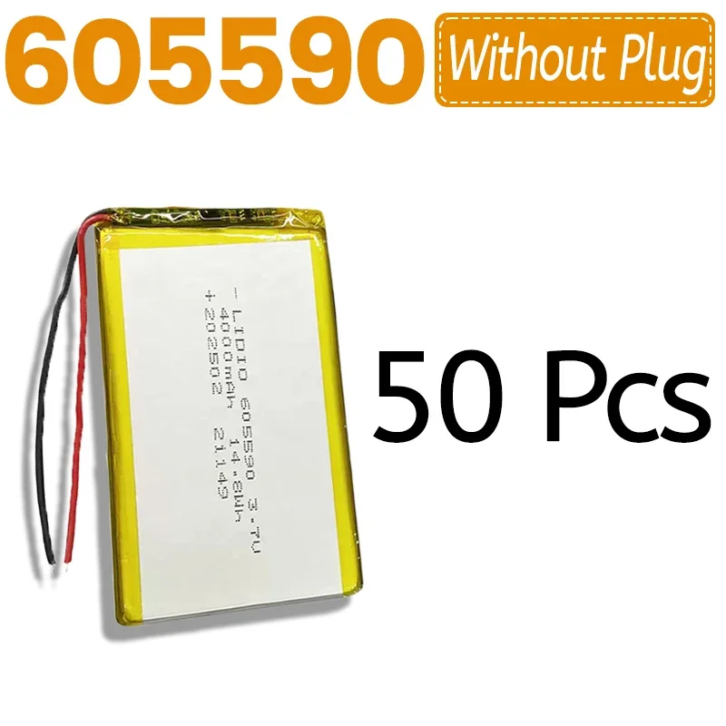 3.7V 4000mAh 605590 Li-Polymer Battery Cell for Table PC Power Bank Speaker DIY Accumulator with 2 Wires