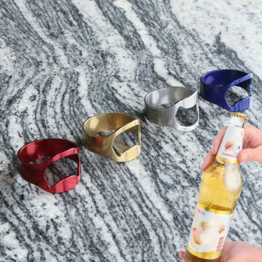 1PCS Unique Beer Bottle Opener Stainless Steel Kitchen Tool Strip Small Tool Portable Ring Design Bottle Cap Disassembler