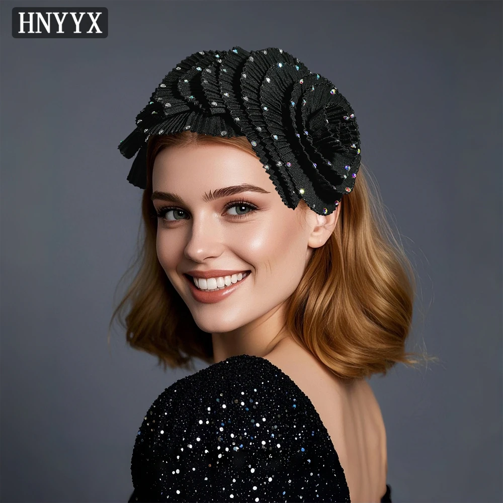 

HNYYX New Lace Rhinestone Headband 3D Flower Shaped Hair Hoop Exaggerated Fashion Jewelry Hair Accessories A342