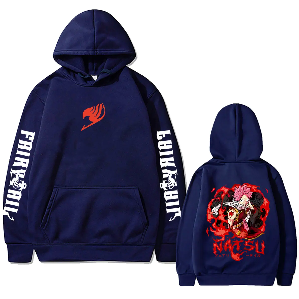 Anime Fairy Tail Grafik-Hoodie Cartoon Natsu Dragneel Kapuzenpullover Herren Damen Kleidung Manga Vintage Oversized Streetwear – Detail 4