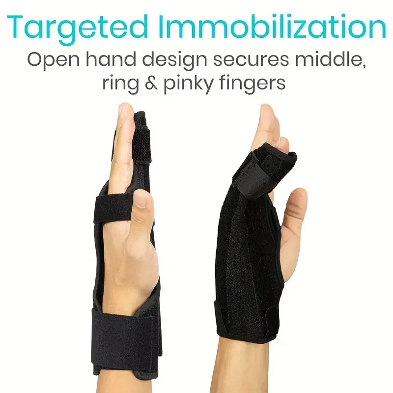 1PC Boxer Finger Splint - Supports Pinky, Ring, Middle Metacarpals And Knuckles - Right Or Left Adjustable Hand Brace