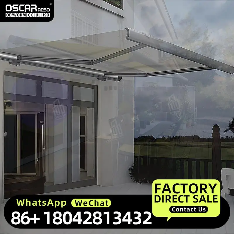 Electric Remote Control Patio Roof Outdoor Side Awning Sun Shade Sail Car Shelter Durable Alloy for Garden Balcony Parking Retra