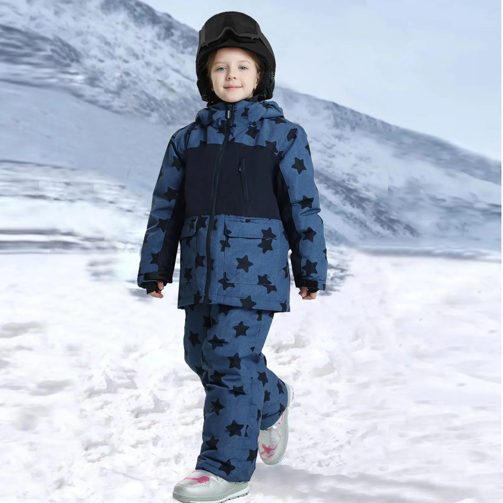 Traje de esquí infantil impermeable cálido conjunto nieve - imagen 5