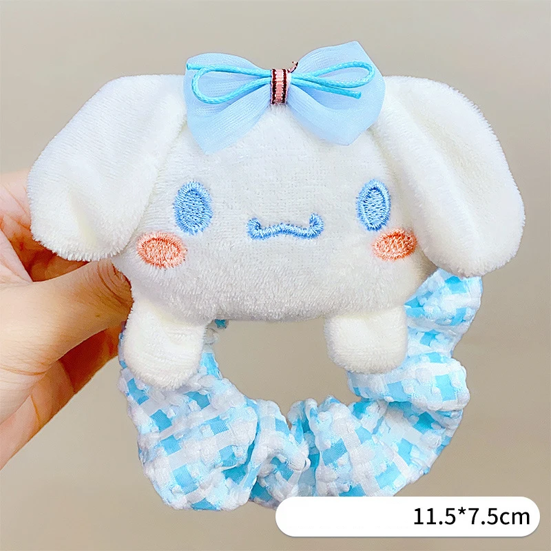 Sweet Kawaii Sanrio My Melody Kuromi Cinnamoroll Doll Large Intestine Anime High Ponytail Hair Circle Girls Head Rope Accessory