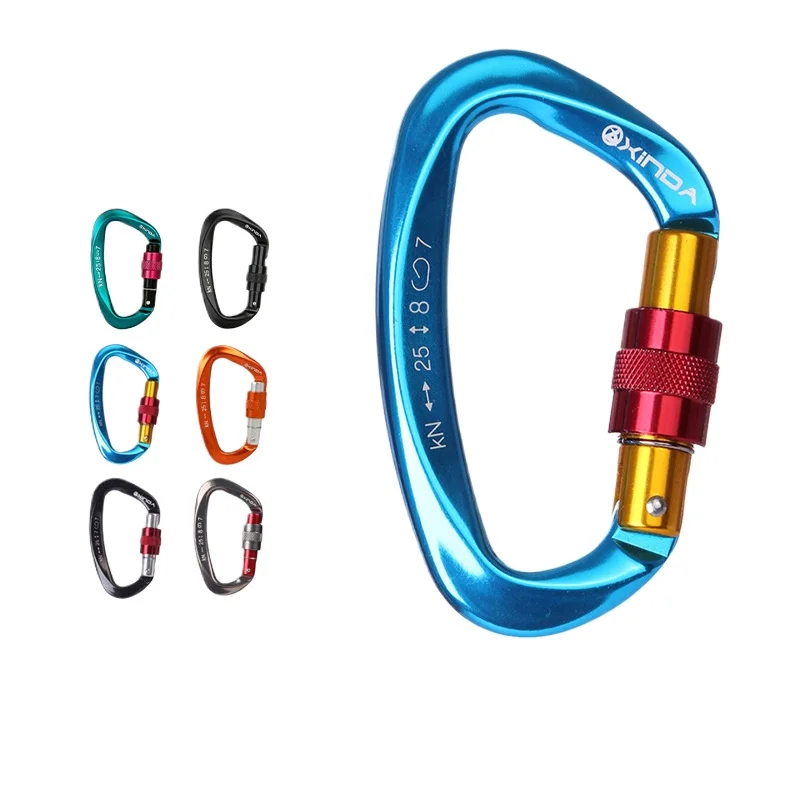 

25kN Rock Climbing Carabiner D-Shape Buckle Safety Screw Lock Spring-Loaded Gate Aluminum Outdoor Mountaineering Kits
