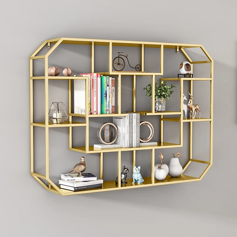 Wall shelf, hanging, decoration, tea shelf, Chinese antique shelf, living room background, wall decoration bookshelves