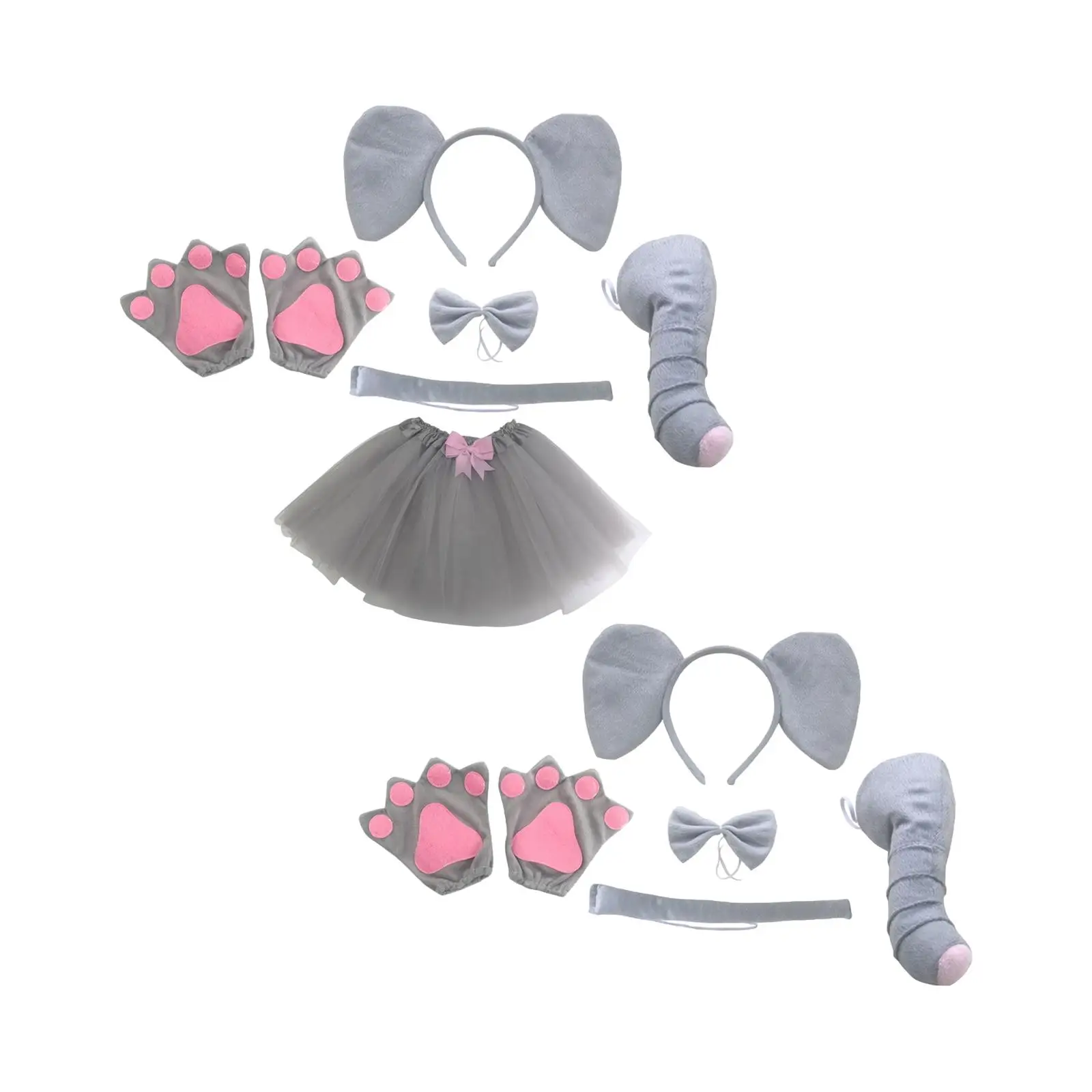 Elephant Ears Headband Nose Bow Tie Tail Gloves for Holiday Halloween Party