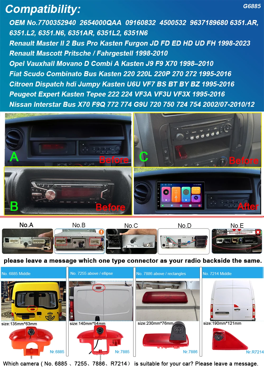 Android 7”car radio with carplay GPS Navigation+HD reverse camera for Renault Mascott Pritsche / Fahrgestell 1998-2010