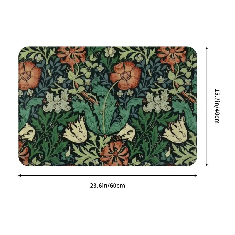 Custom William Morris Compton Floral Art Nouveau Pattern zerbino tappetino per porta del bagno modello tessile tappeto per wc tappetino per moquette