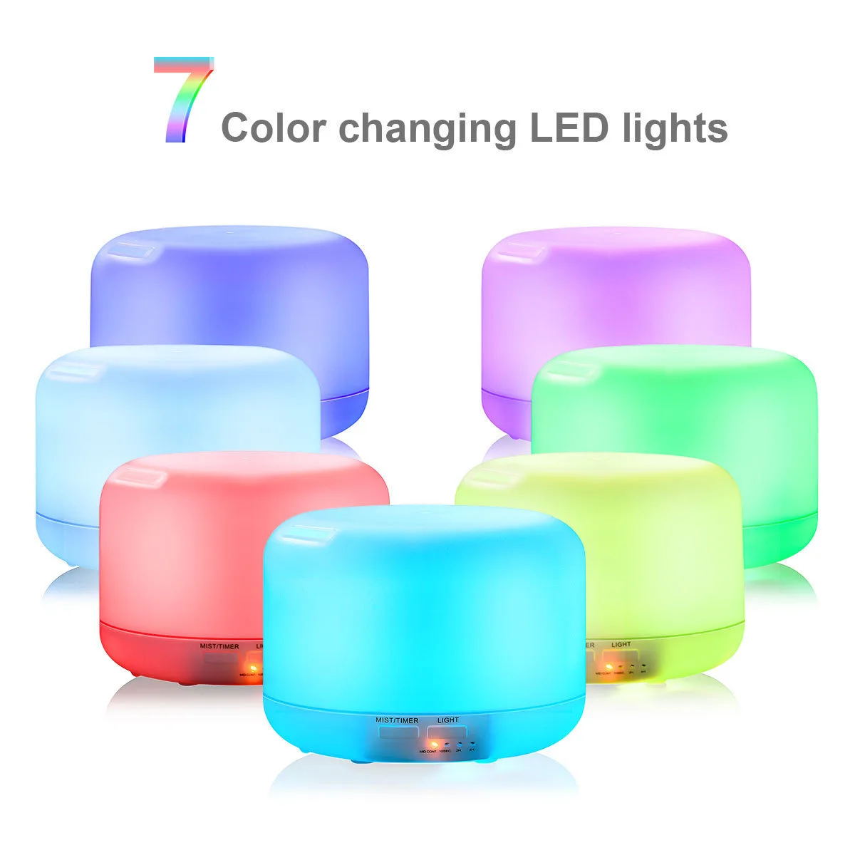 موزع روائح للزيوت العطرية LED بـ 7 ألوان، 300 مل - تكنولوجيا الدخان المكثف، جهاز التحكم عن بعد يتضمن 3 F