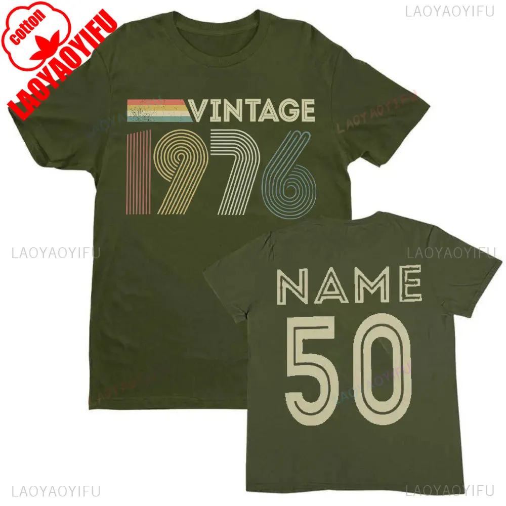 Vintage 1976 gepersonaliseerde 50e verjaardag T-shirt voor 2026 aangepaste naam cadeau idee zomer ademend Camisetas nostalgie retro tops