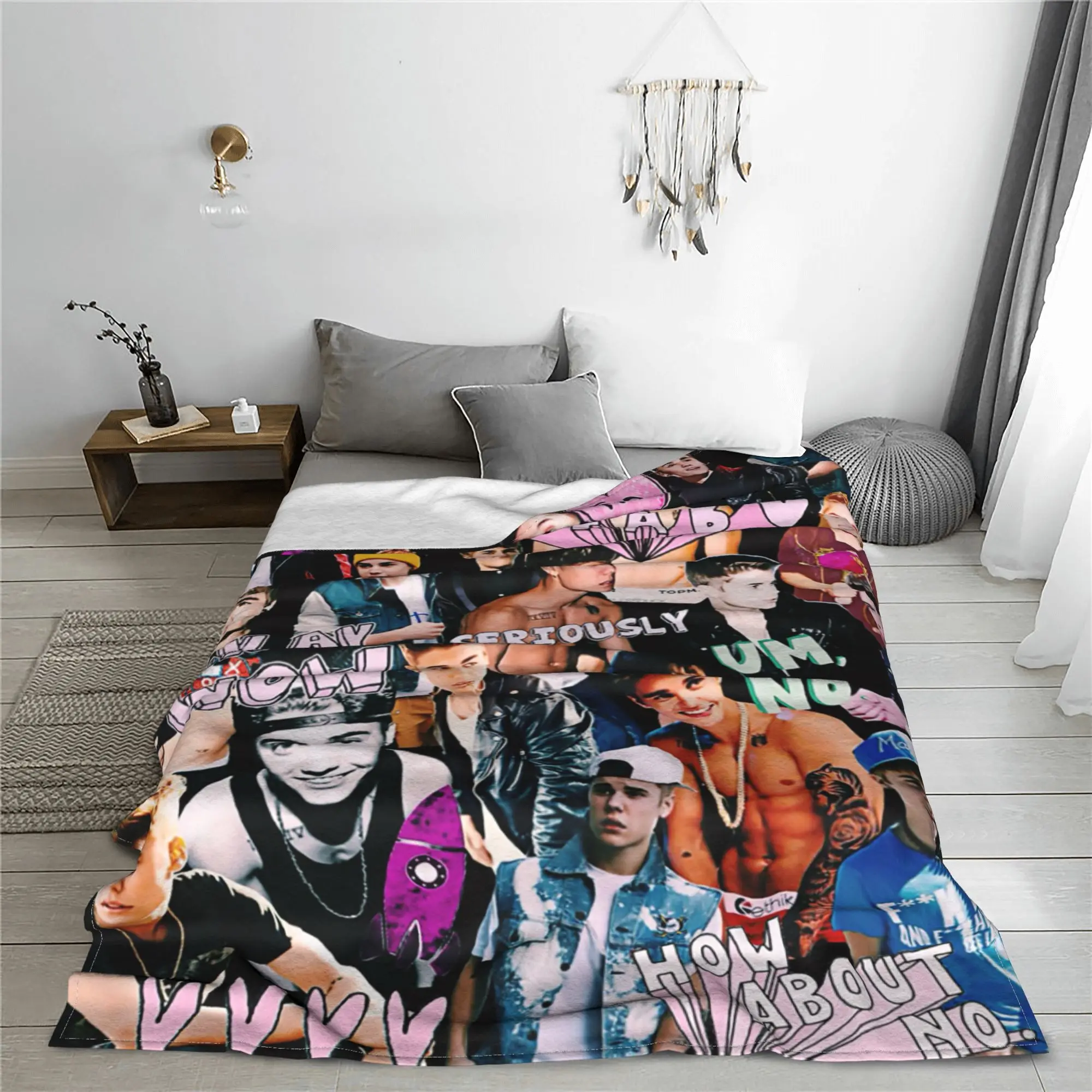 Justin Bieber Music Blankets JBiebs Singer Wool Awesome Warm Throw Blanket for Bed Sofa Summer