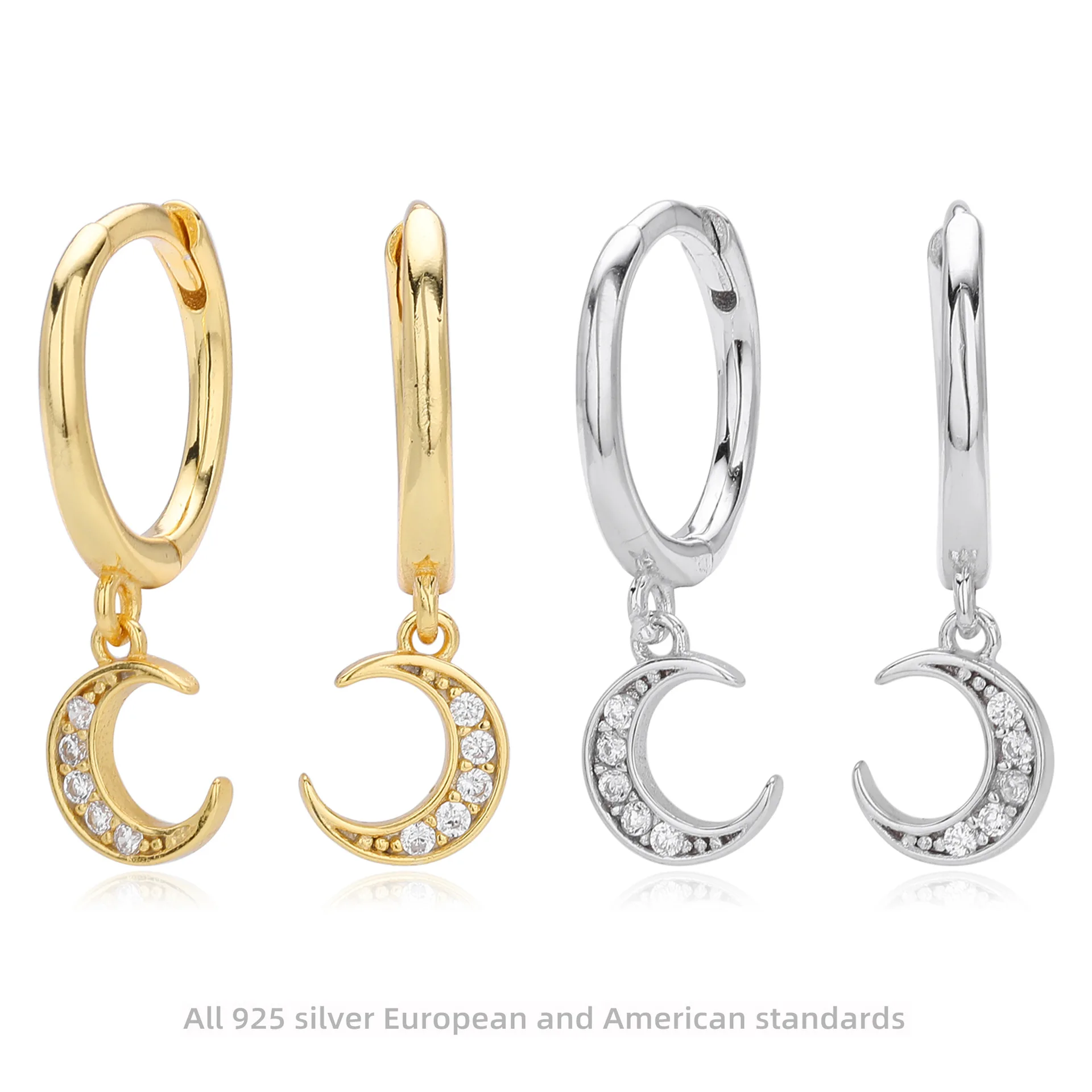 Withered Jewelry Earrings Women's Earrings Ear Cuffs S925 Sterling Silver Earrings Moon Earrings For Women