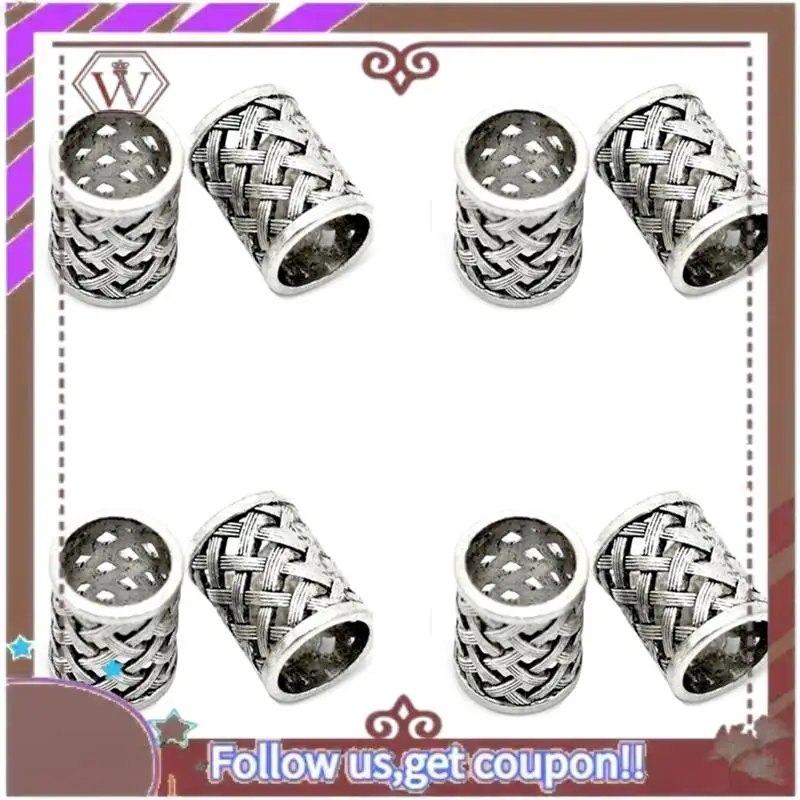 

A95D-8X Vintage Antique Bronze Hair Braid Beard Dreadlock Beads Rings Tube Viking Rune Charm Pendant For DIY Necklace Jewelry