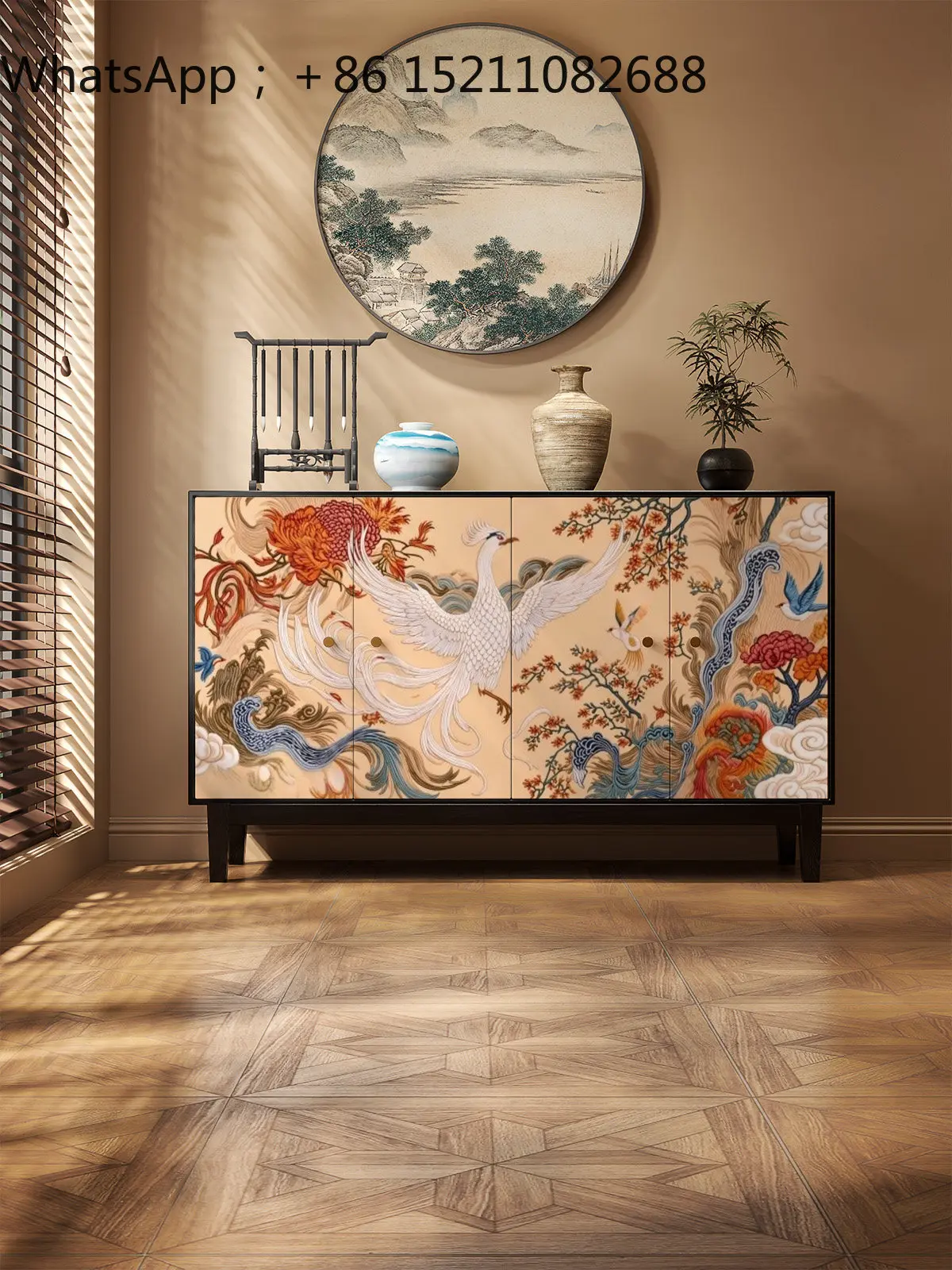 SCY retro style dining side locker entrance entrance solid wood shoe cabinet living room storage cabinet