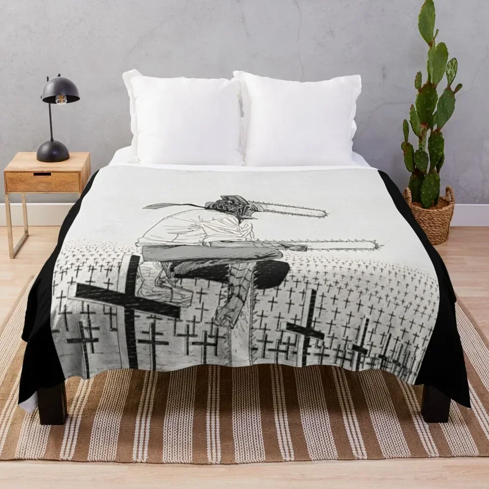 

Chainsaw denji on a grave field Throw Blanket Quilt Beach Blankets Sofas Of Decoration Blankets