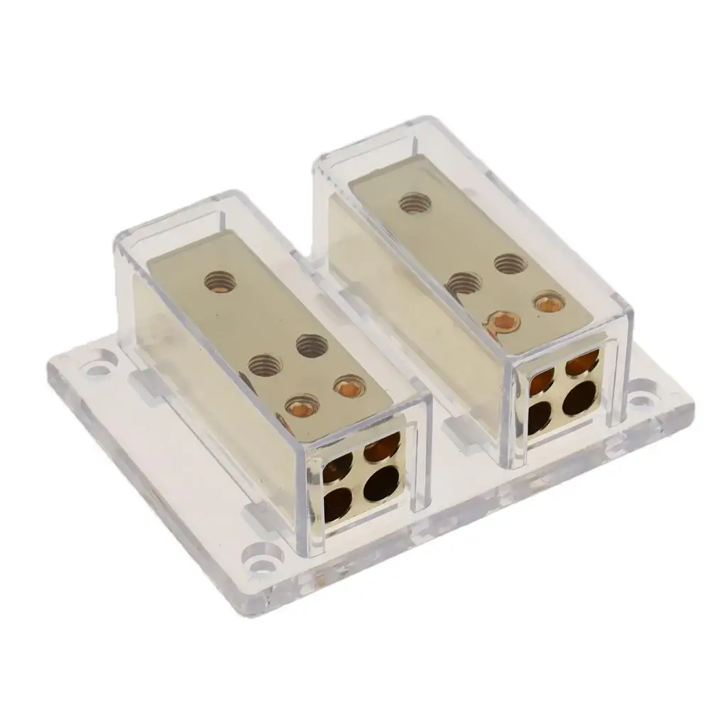 Car Audio Distribution Block 4 Gauge Input 8 Gauge Output Gold Plated for Amplifier Power Ground Setup