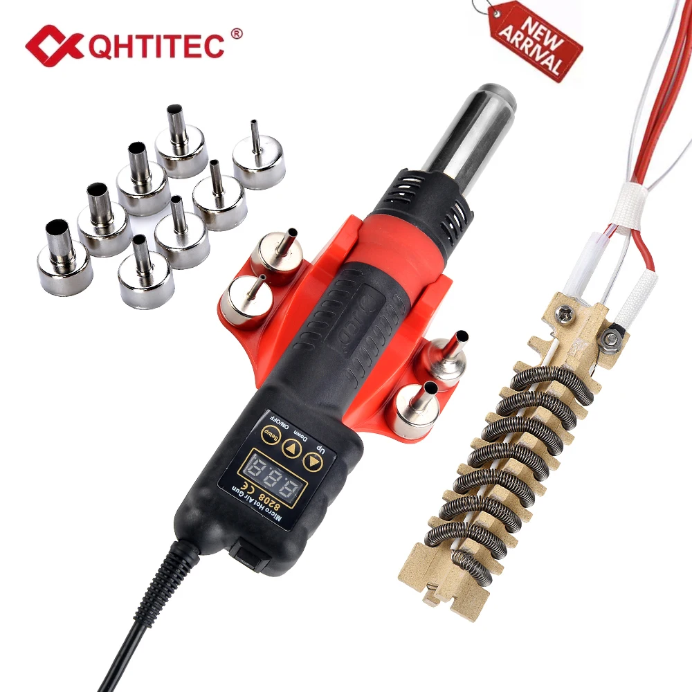 

QHTITEC 8208 Kit Micro Heat Gun Rework Soldering Air Station LCD Digital Hair Dryer 220V 110V For BGA SMD Hot Air Soldering Tool