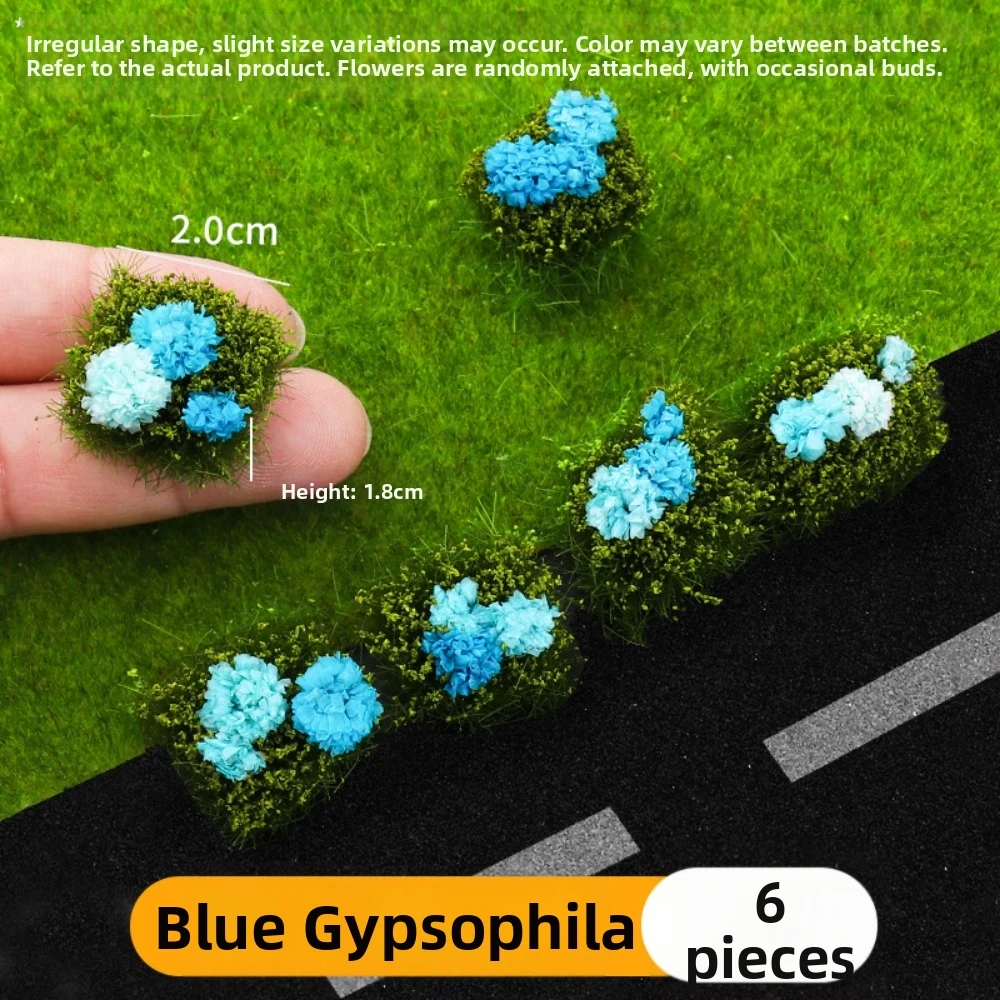 6pcs High Quality Durable Artificial Model Flower 2*1.8cm 7 Colors DIY Miniature Garden Decor Landscape Wargame Grass