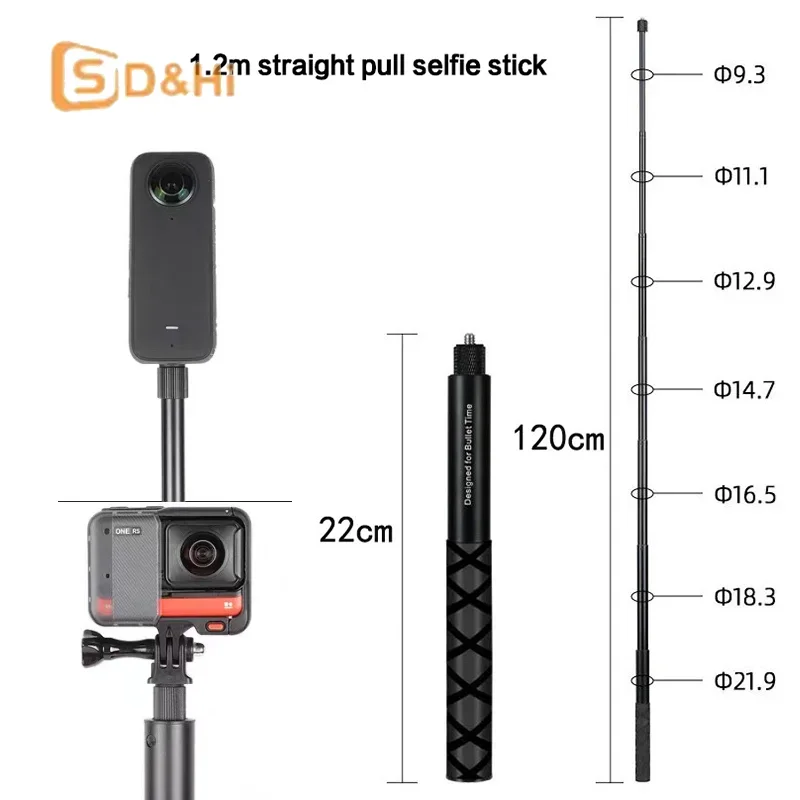عصا سيلفي معدنية غير مرئية قابلة للتطوير Monopod لملحقات Insta 360 ONE X2/3X4 لحامل الكاميرا ثلاثي القوائم