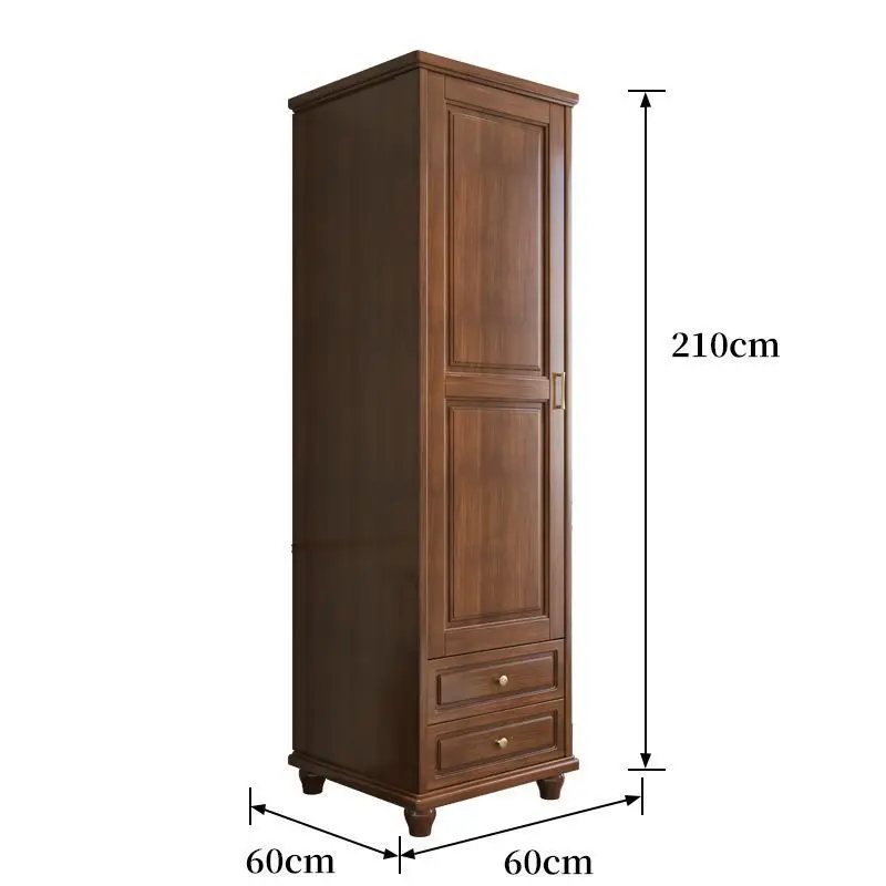 Solid wood wardrobe small apartment does not occupy a household single and double door hanging clothes wardrobe storage cabinet