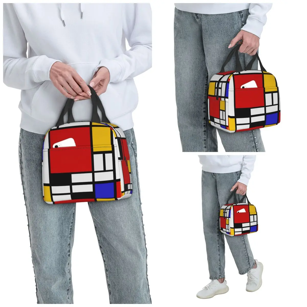 Piet Mondrian De Stijl Insulated Lunch Bag for Women Office Cooler Thermal Food Box Tote Leakproof Lunch Boxes Container