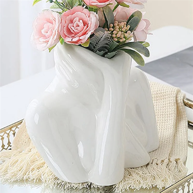 COME Nordic Style Flower Vase Women Body Half Face Flower Pot Vase  Art Crafts Bedroom Living Desktop Decoration