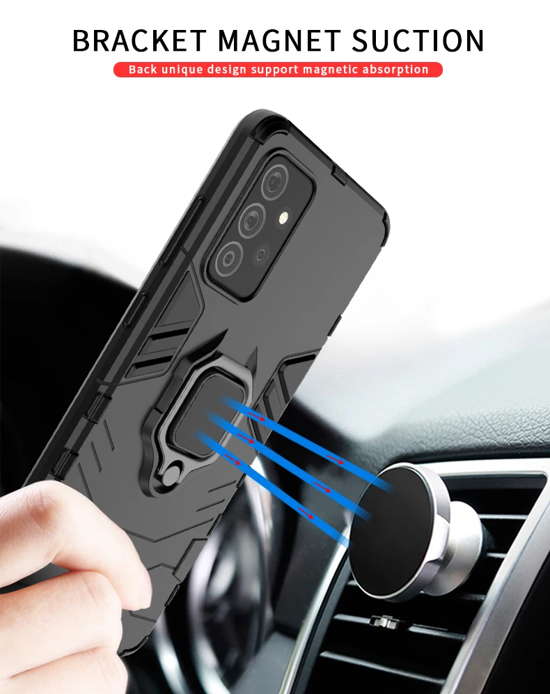 

Friyoe Rugge Phone Case For Samsung Galaxy A72 5G Ring Kickstand Magnetic Holder Shockproof Back Cover Coque