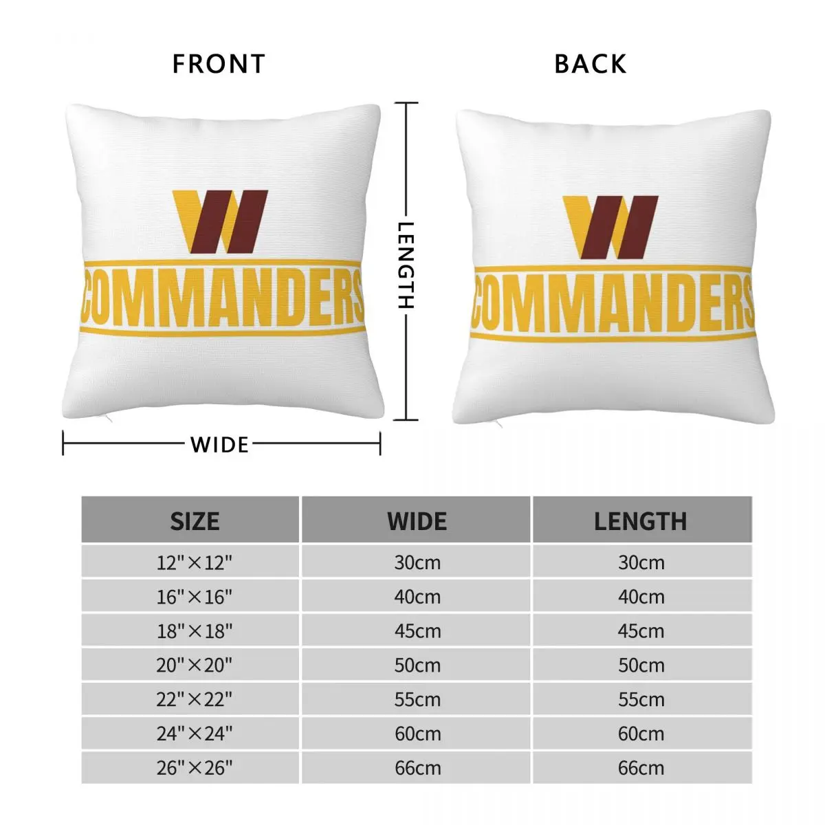 Washington Commanders Football Team Square Pillowcase Pillow Cover Polyester Cushion Decor Comfort Throw Pillow for Home Car