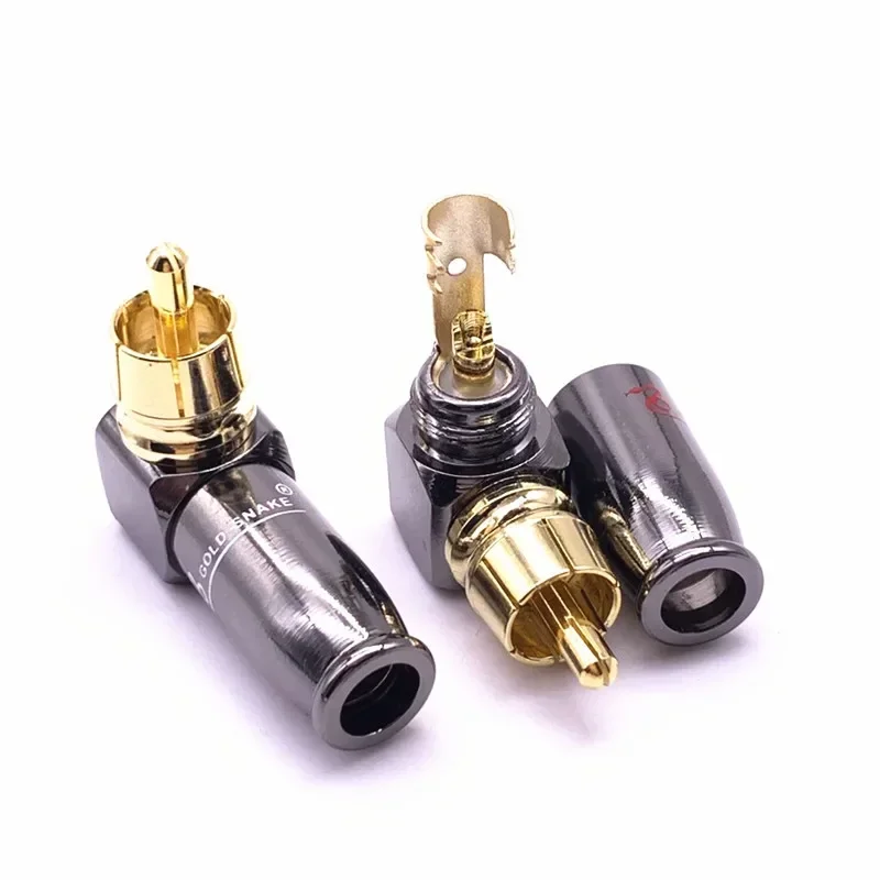 90 gradi Loafing testa RCA pistola a forma di L nero placcato oro assemblaggio RCA gomito dorato bronzo loto piegatura RCA gomito saldato