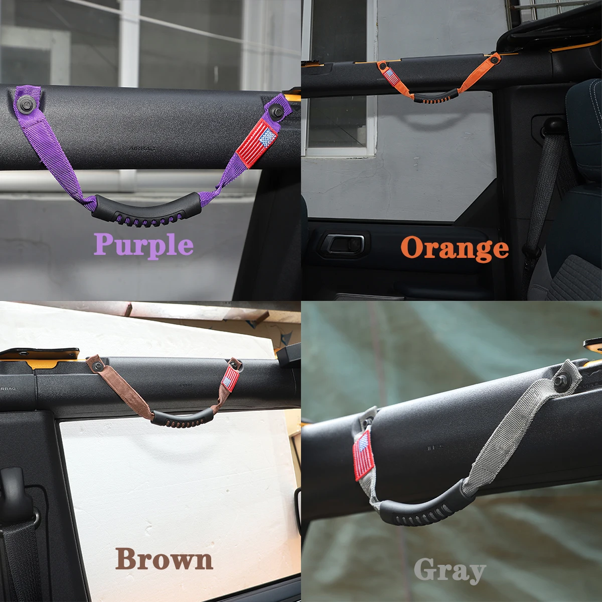 Car Interior Roof Roll Cage Grab Handle Safety Grip Bar Strip for Ford Bronco 2021+ Jeep Wrangler JL JT Gladiator 2024+Accessory