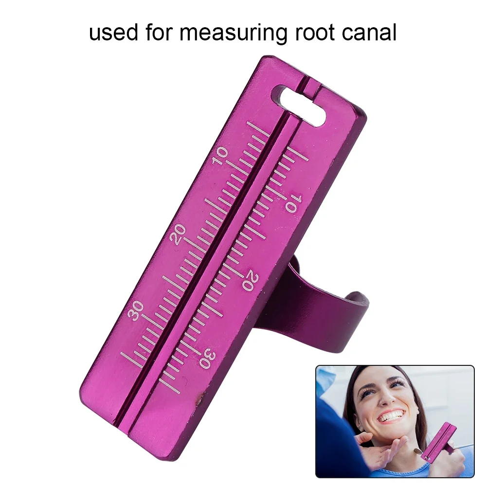 2 ชิ้นแบบพกพาทันตกรรมแหวนนิ้วไม้บรรทัดอลูมิเนียม Endodontic Root Canal วัด Oral Gauge ทันตแพทย์เครื่องมือเครื่องมือ