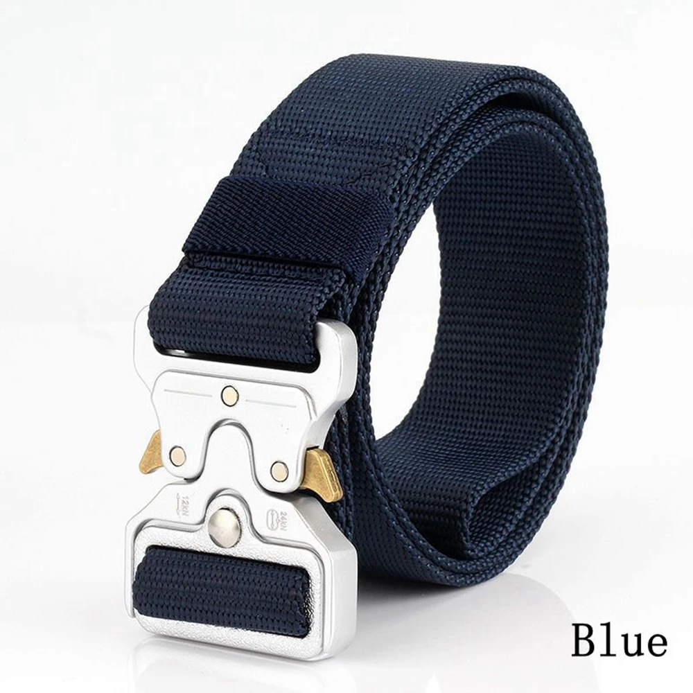 38mm Taktischer Gürtel für Herren Robuster Nylon-Hüftgürtel mit Silberschnalle Unisex Designer-Jeansgürtel für Damen – Detail 6