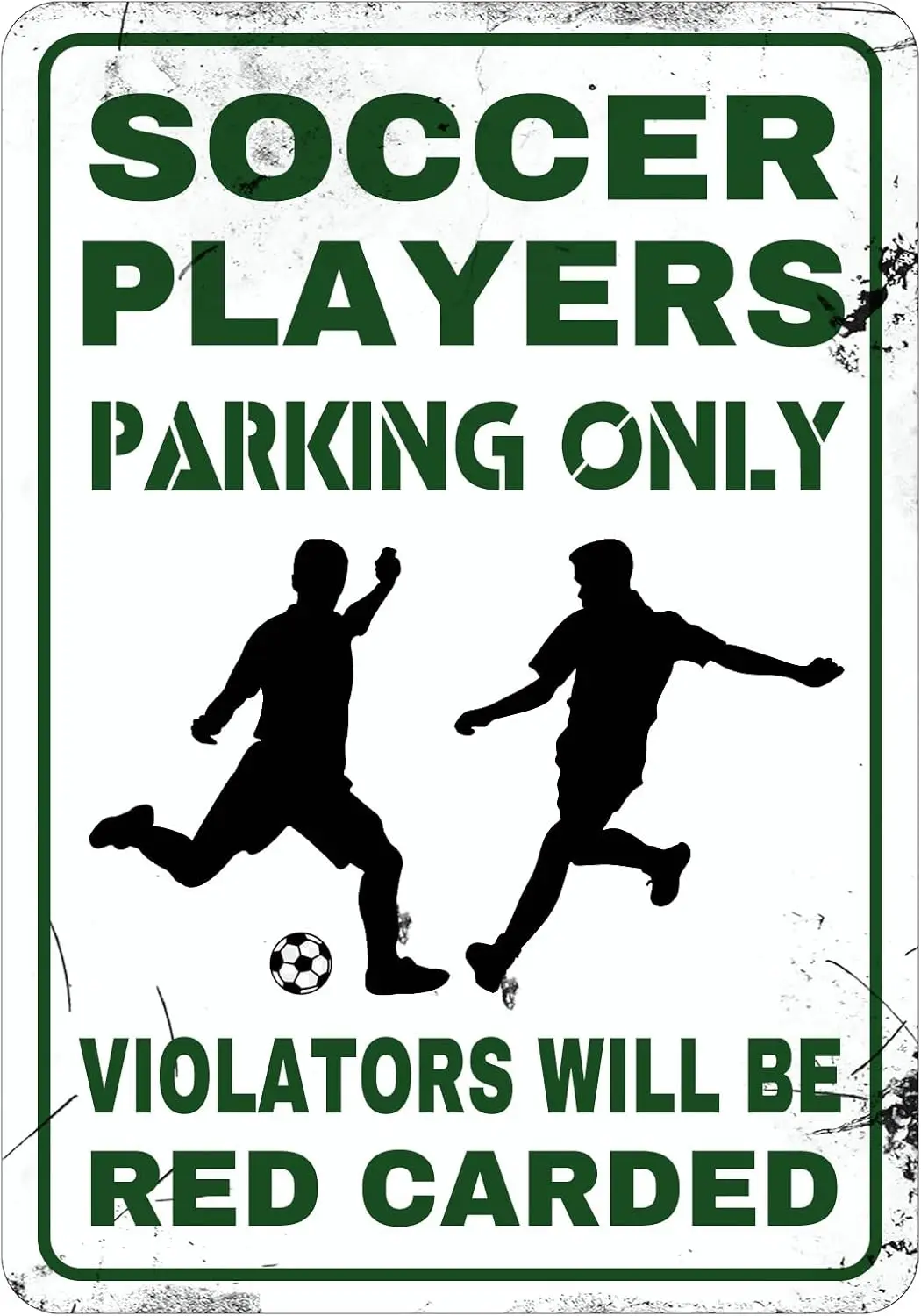 Y1,Vintage Metal Tin Sign Soccer Players Parking Only Violators Will Be Red Carded Football Room Decor for Boys Novelty Spo
