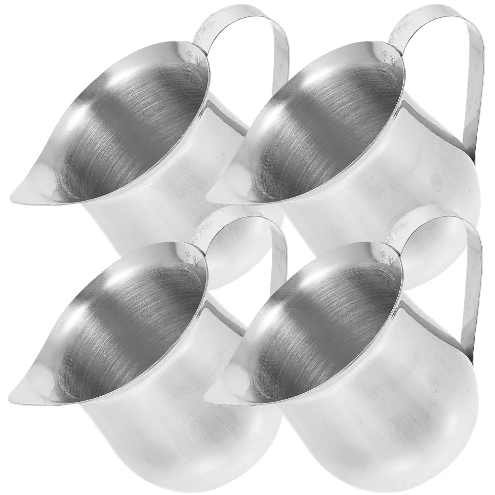 

4Pcs Stainless Steel Cream Pitchers Milk Pitchers Small Espresso Cups Coffee Measuring Cups Coffee Making Metal Milk Pitcher