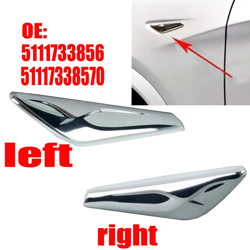 For BMW X3 X4 F25 F26 2013 - 2017 Front Left/Right/A set Side Fender Chrome Trim Finisher 51117338569 51117338570